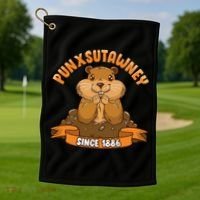 Funny Groundhog Day Phil Cute Ground Hog Punxsutawney Golf Towel thumb 1
