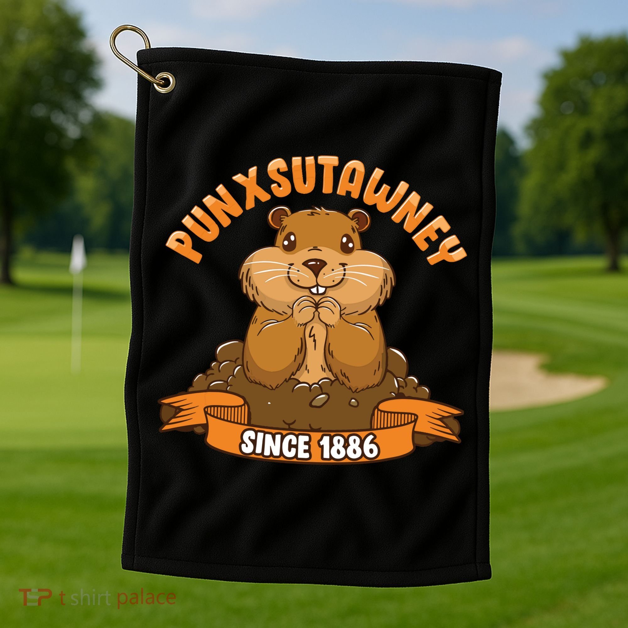 Funny Groundhog Day Phil Cute Ground Hog Punxsutawney Golf Towel