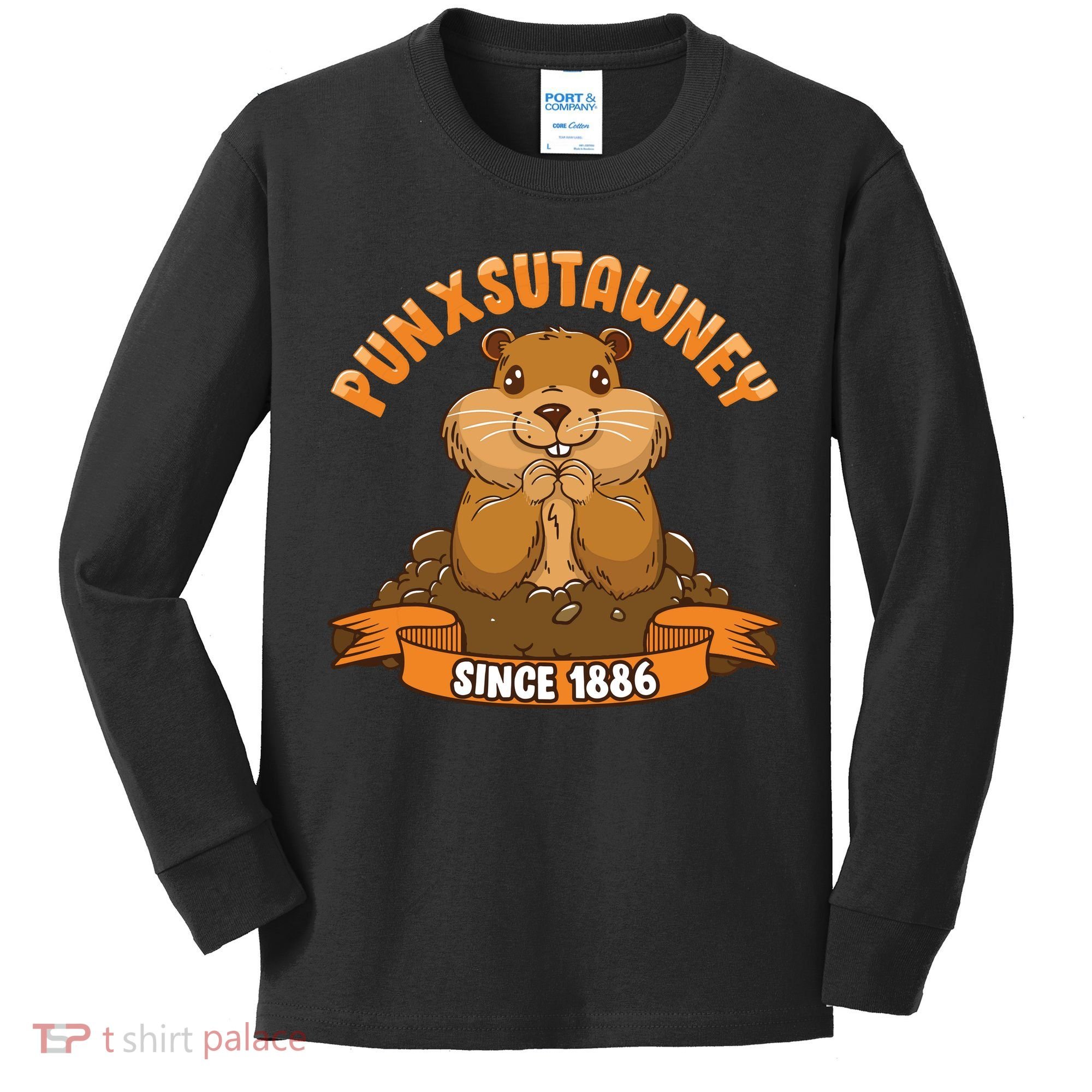 Funny Groundhog Day Phil Cute Ground Hog Punxsutawney Kids Long Sleeve Shirt