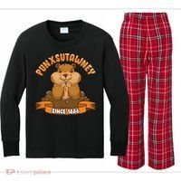 Funny Groundhog Day Phil Cute Ground Hog Punxsutawney Kids Long Sleeve Plaid Pajama Set thumb 0