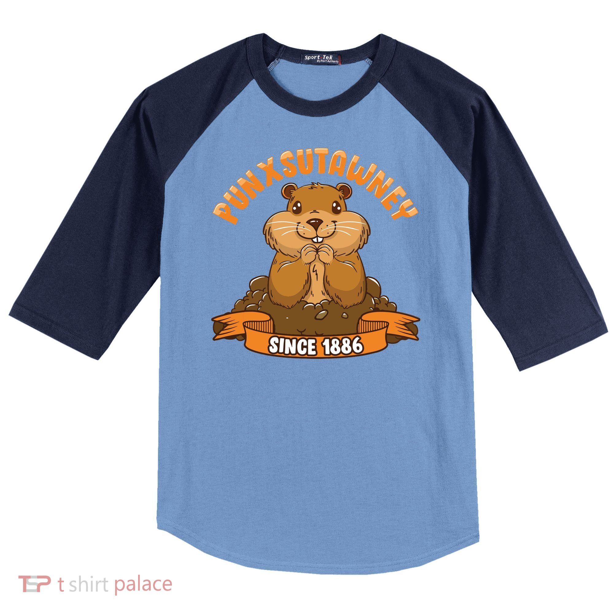 Funny Groundhog Day Phil Cute Ground Hog Punxsutawney Raglan Baseball Sleeve Shirt