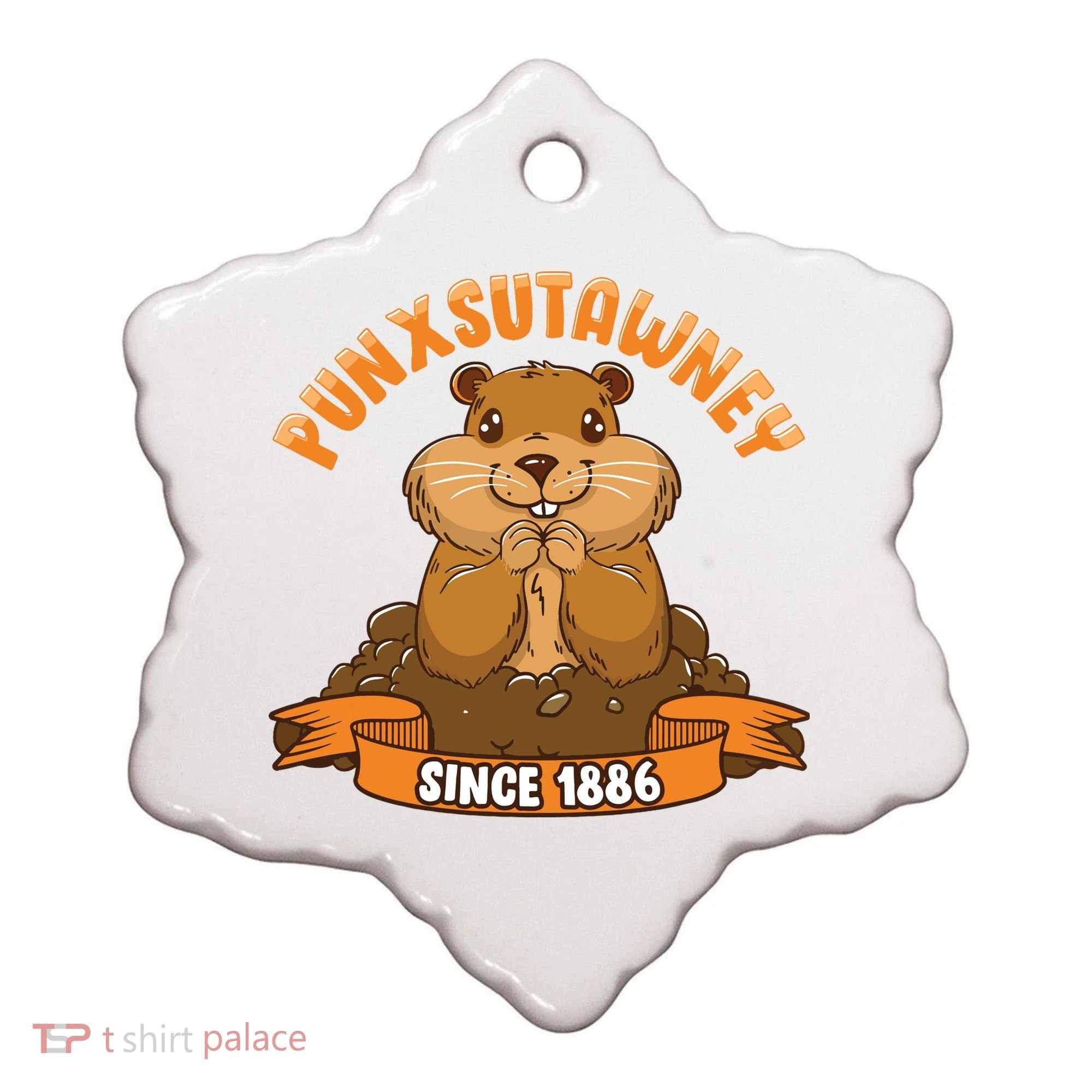 Funny Groundhog Day Phil Cute Ground Hog Punxsutawney Ceramic Ornament