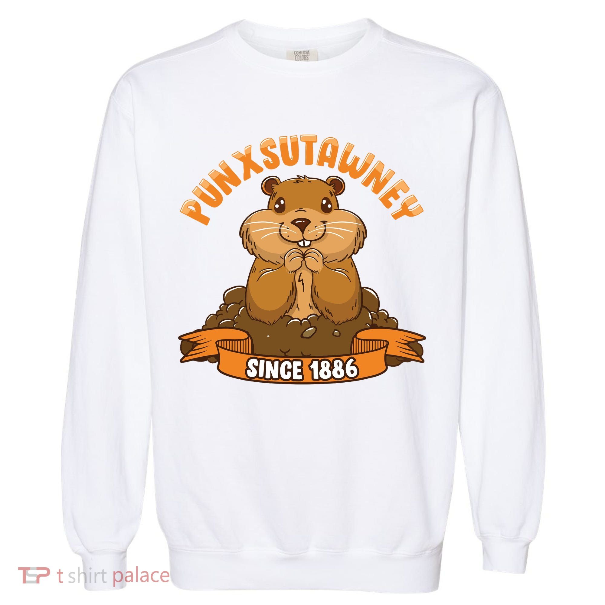 Funny Groundhog Day Phil Cute Ground Hog Punxsutawney Garment-Dyed Sweatshirt
