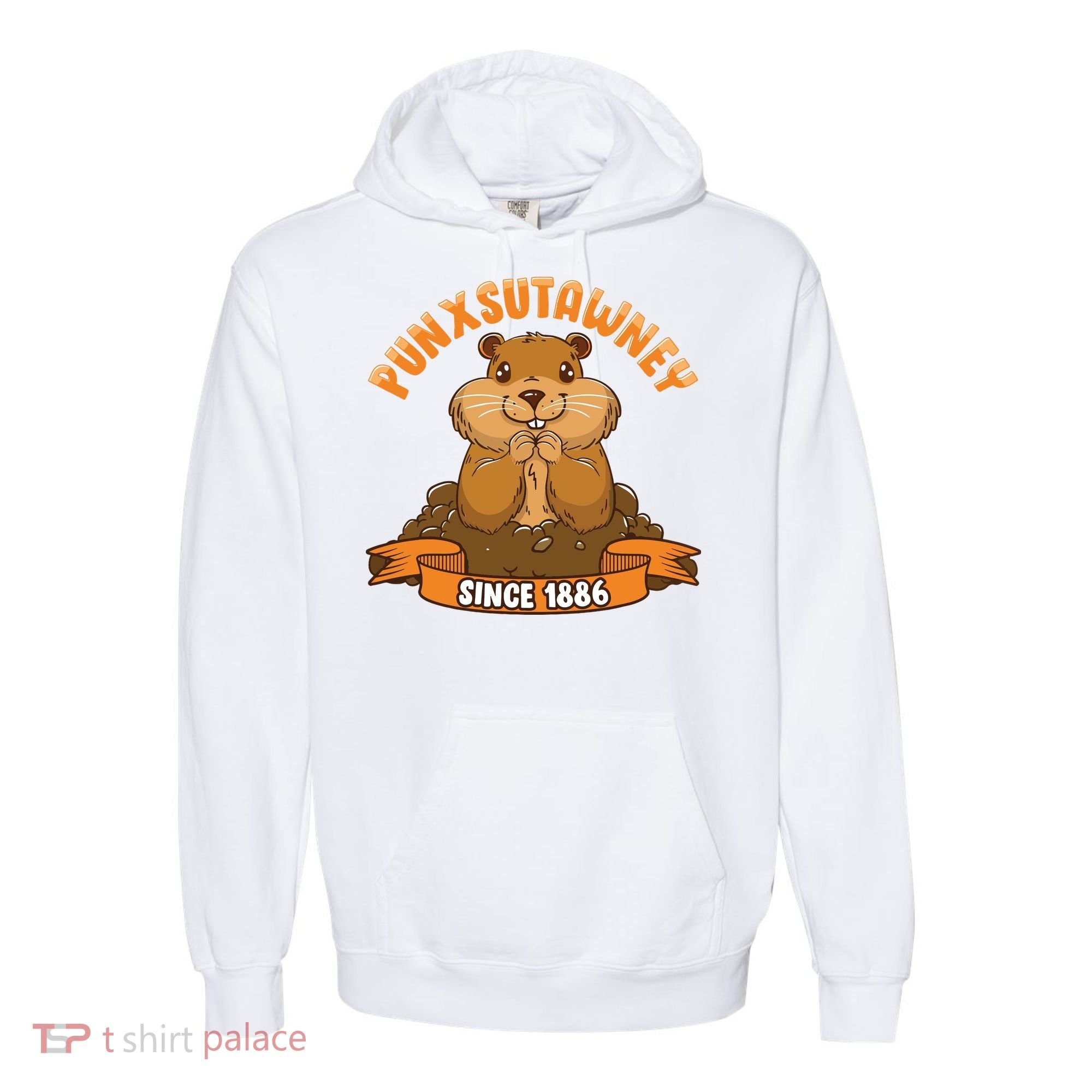 Funny Groundhog Day Phil Cute Ground Hog Punxsutawney Comfort Colors Garment-Dyed Hooded Sweatshirt