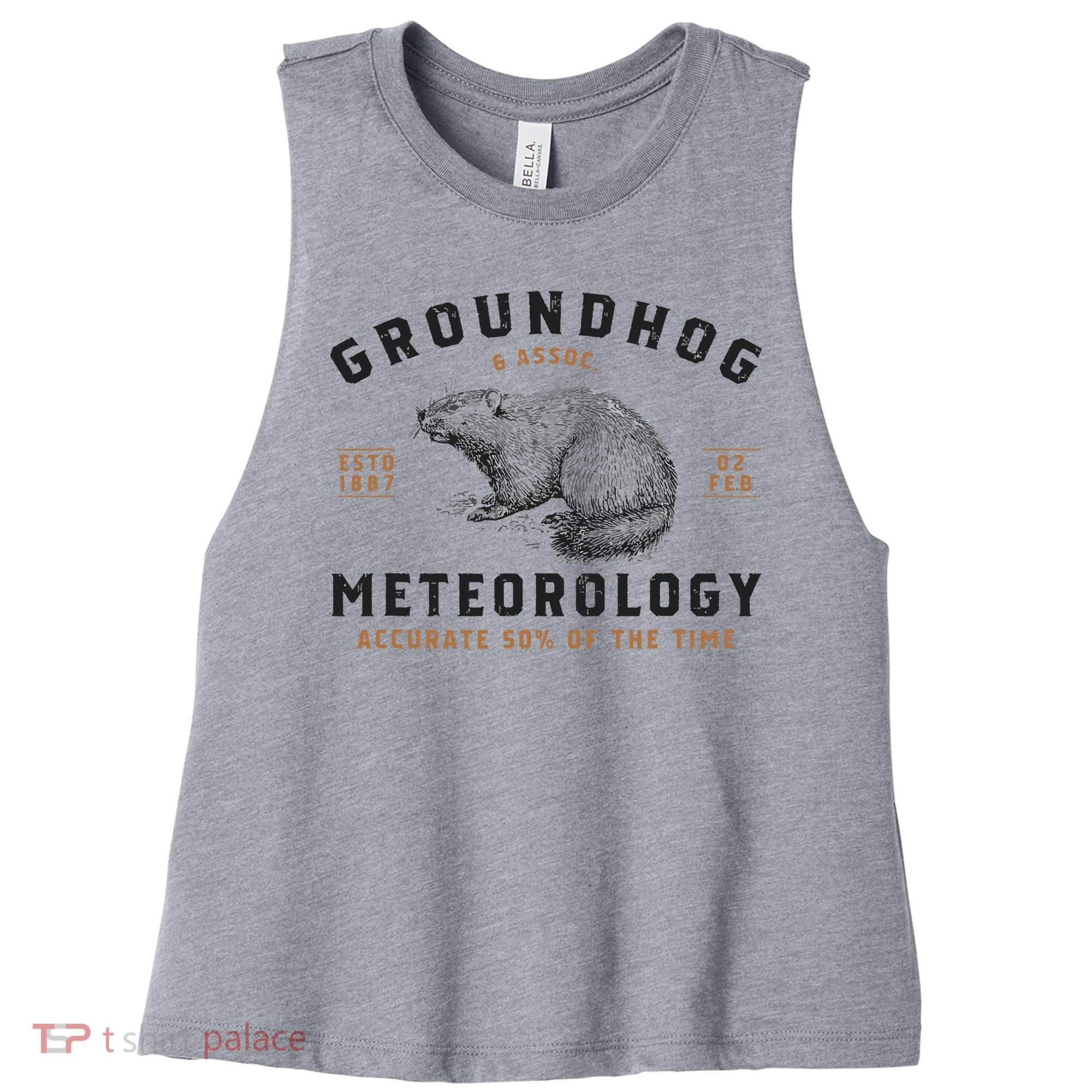 Funny Groundhog Day Shirts Groundhog Meteorology Women's Racerback Cropped Tank