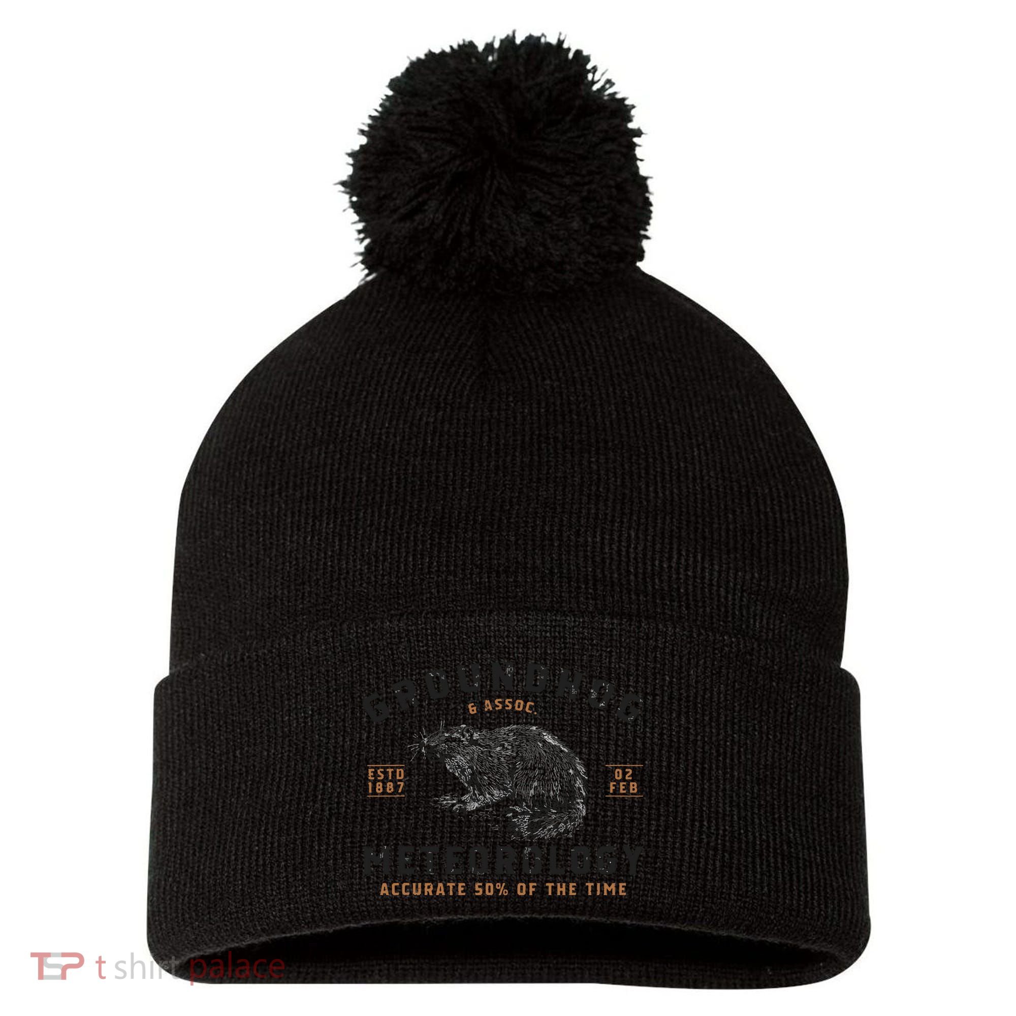 Funny Groundhog Day Shirts Groundhog Meteorology Pom Pom 12in Knit Beanie
