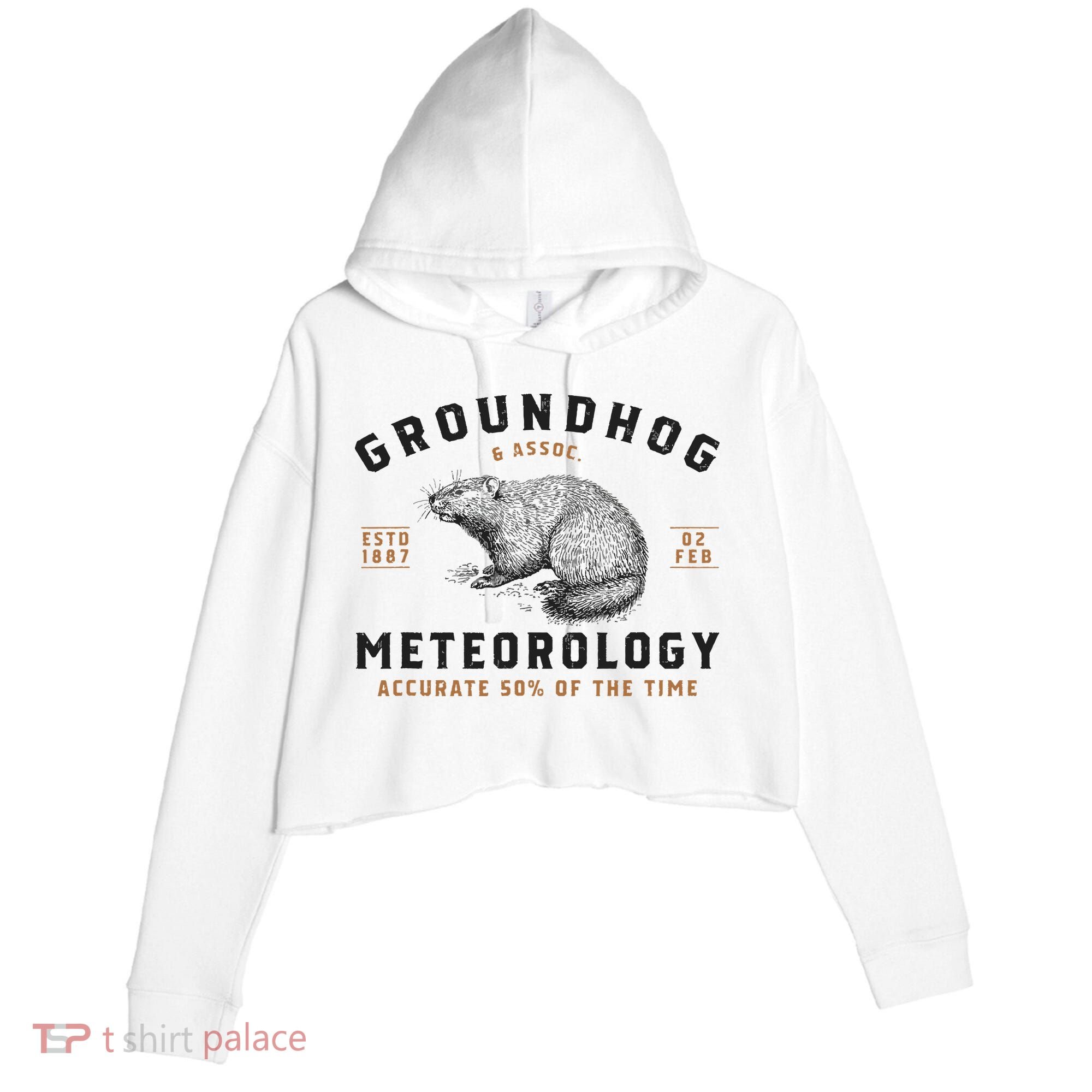 Funny Groundhog Day Shirts Groundhog Meteorology Crop Fleece Hoodie