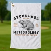 Funny Groundhog Day Shirts Groundhog Meteorology Golf Towel thumb 1