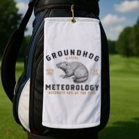 Funny Groundhog Day Shirts Groundhog Meteorology Golf Towel thumb 2