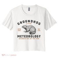 Funny Groundhog Day Shirts Groundhog Meteorology Women's Crop Top Tee thumb 0