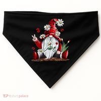 Floral Gnome Daisy Ladybugs Hippie Gnome Love Gift USA-Made Doggie Bandana thumb 0