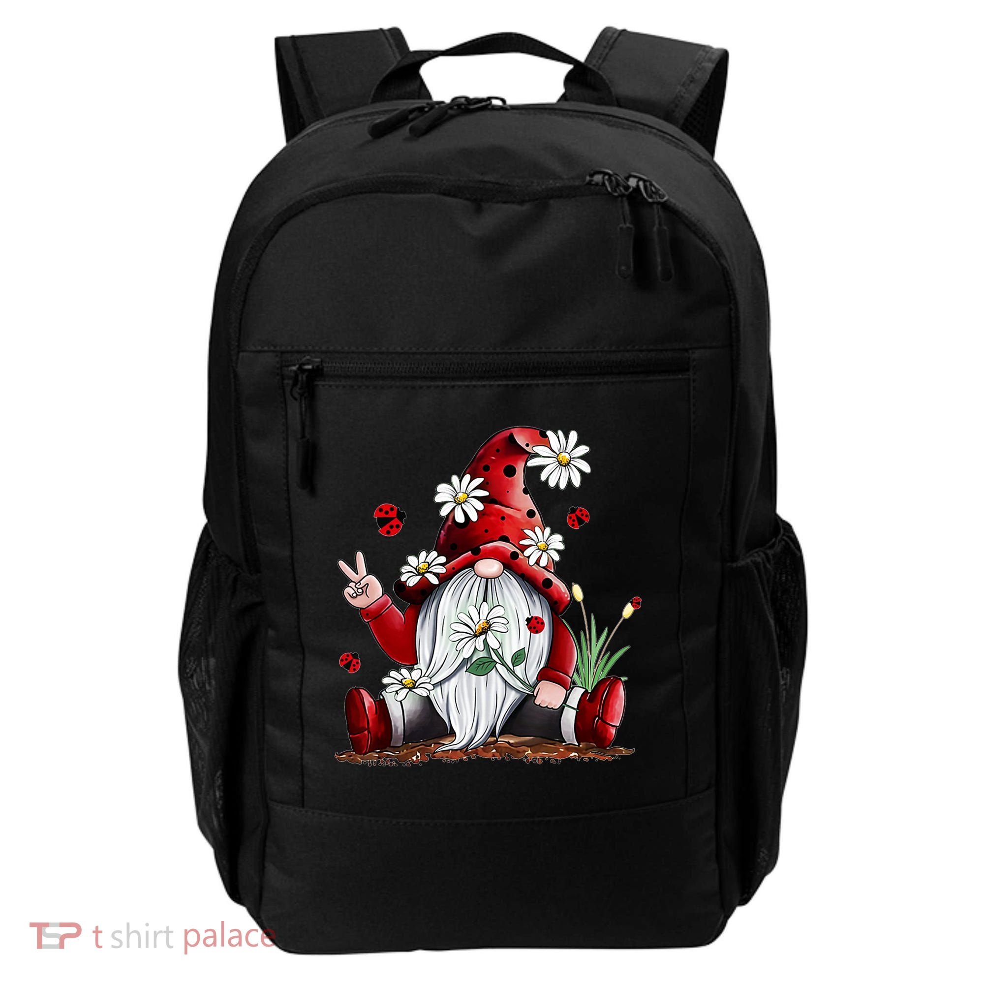 Floral Gnome Daisy Ladybugs Hippie Gnome Love Gift Backpack
