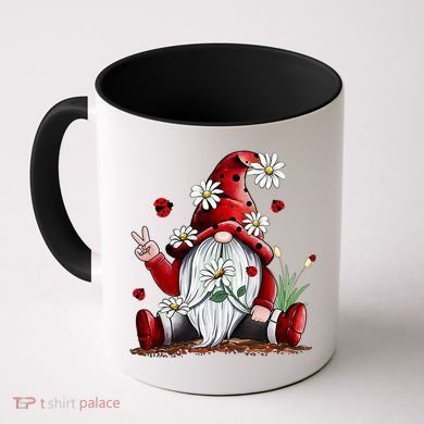 Floral Gnome Daisy Ladybugs Hippie Gnome Love Gift Coffee Mug