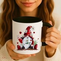 Floral Gnome Daisy Ladybugs Hippie Gnome Love Gift Coffee Mug thumb 3