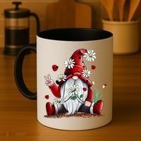 Floral Gnome Daisy Ladybugs Hippie Gnome Love Gift Coffee Mug thumb 4