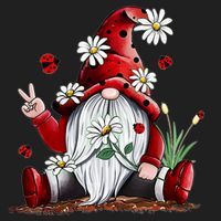 Floral Gnome Daisy Ladybugs Hippie Gnome Love Gift Beanie thumb 2