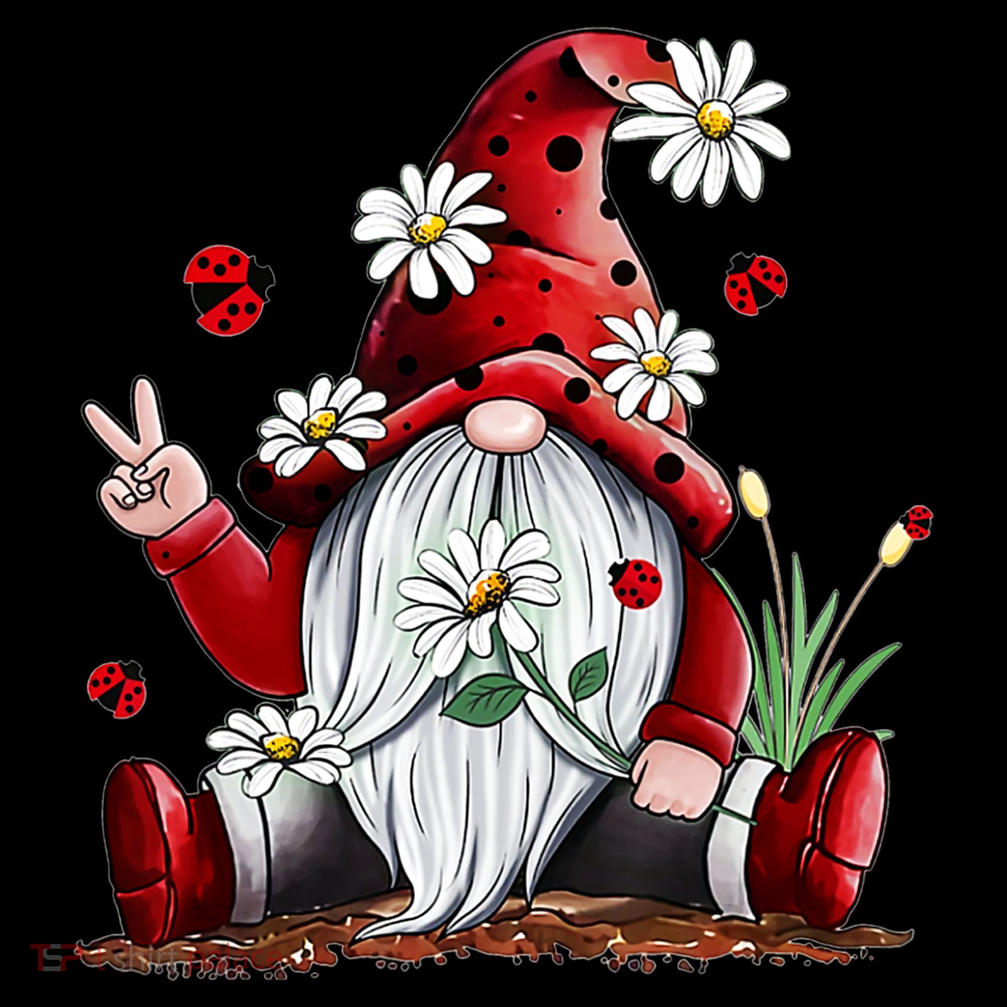 Floral Gnome Daisy Ladybugs Hippie Gnome Love Gift Women's Hoodie