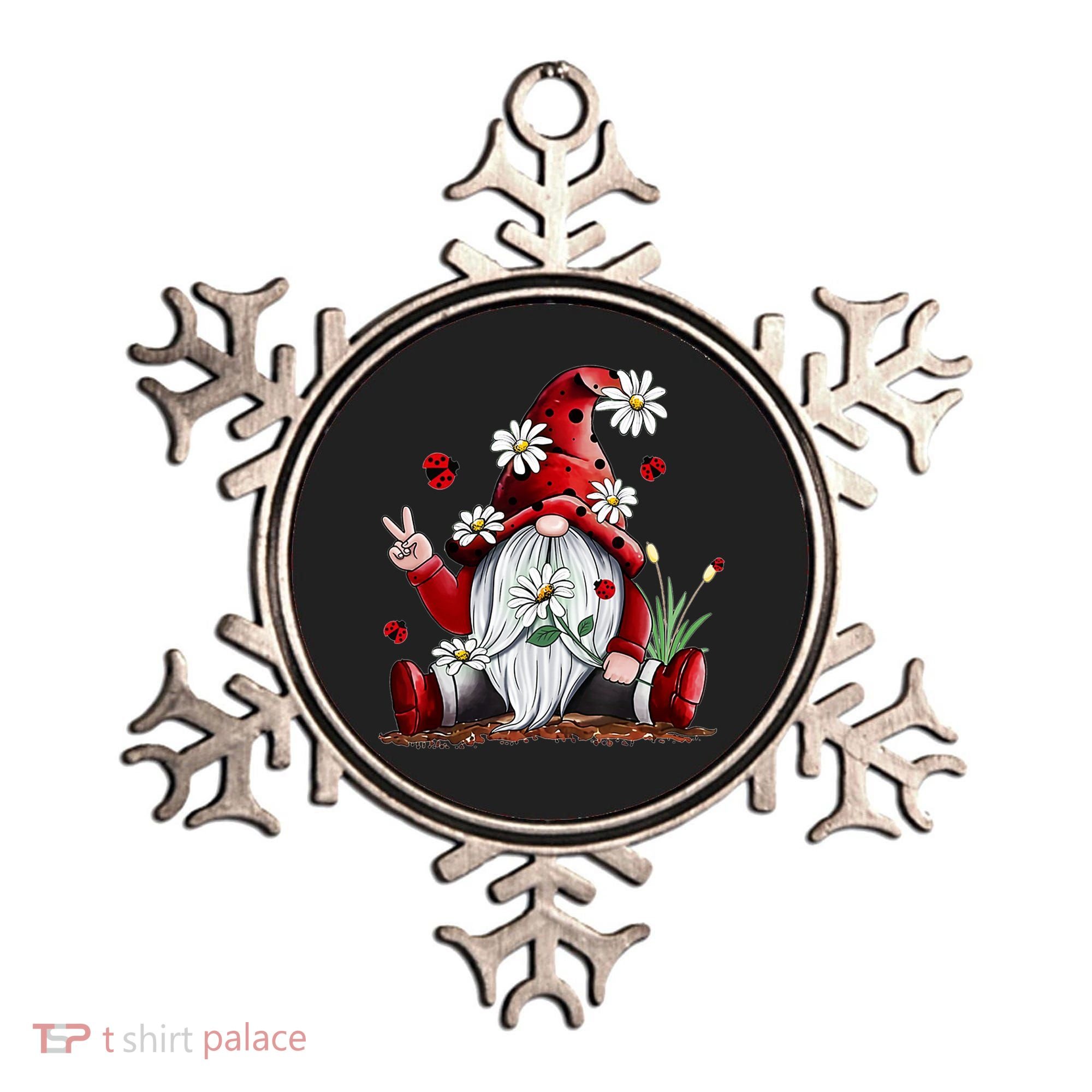 Floral Gnome Daisy Ladybugs Hippie Gnome Love Gift Ornament
