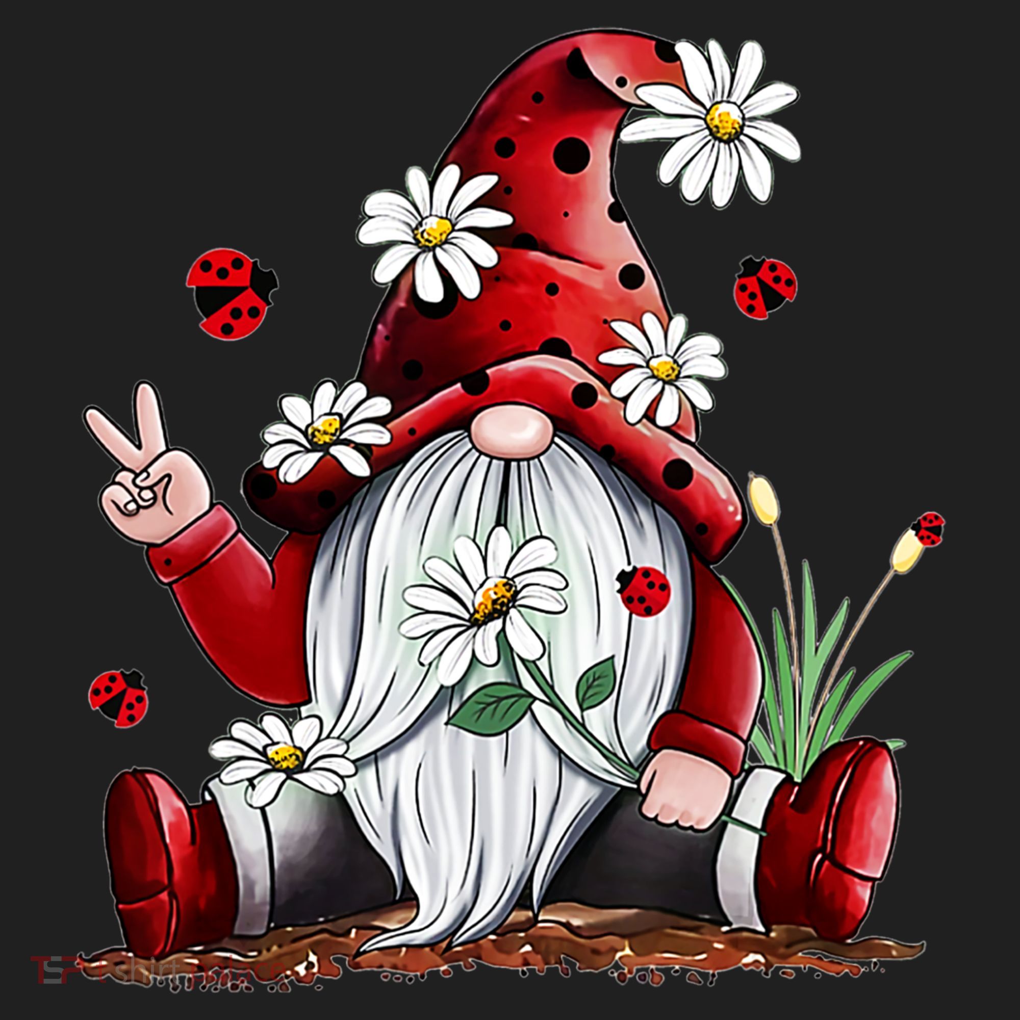 Floral Gnome Daisy Ladybugs Hippie Gnome Love Gift Hat