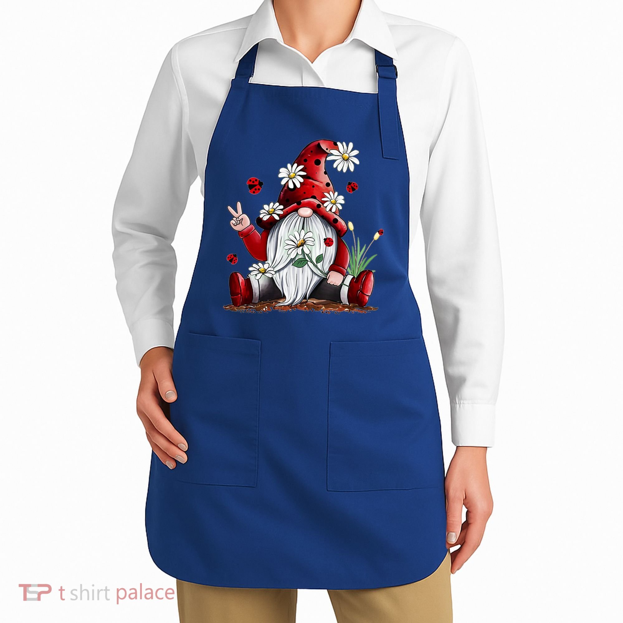 Floral Gnome Daisy Ladybugs Hippie Gnome Love Gift Apron