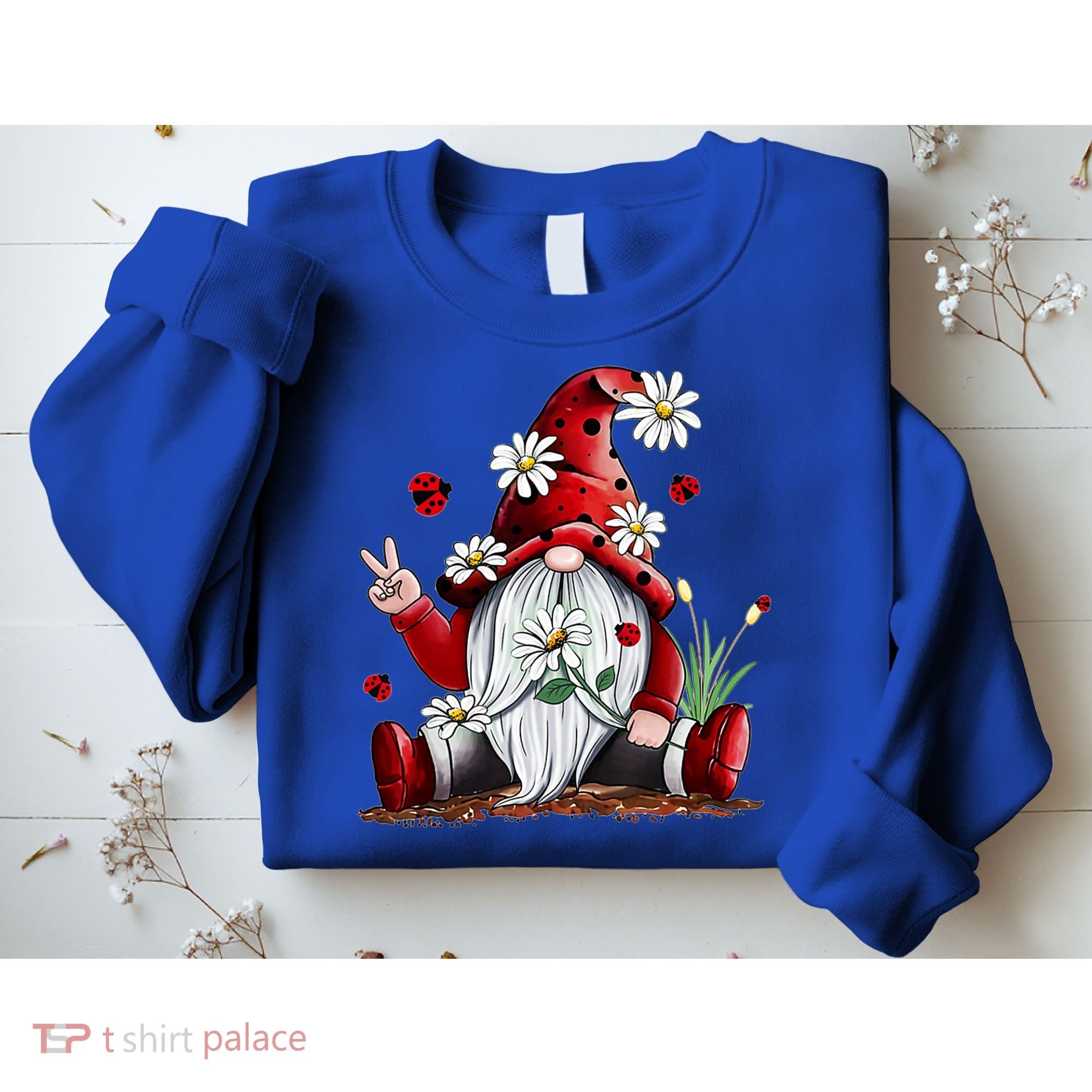 Floral Gnome Daisy Ladybugs Hippie Gnome Love Gift Sweatshirt