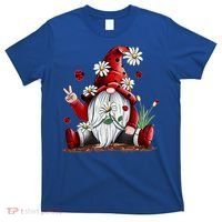 Floral Gnome Daisy Ladybugs Hippie Gnome Love Gift T-Shirt thumb 0