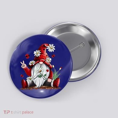 Floral Gnome Daisy Ladybugs Hippie Gnome Love Gift Button