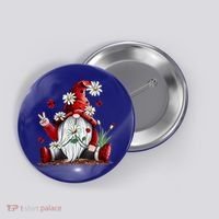 Floral Gnome Daisy Ladybugs Hippie Gnome Love Gift Button thumb 0