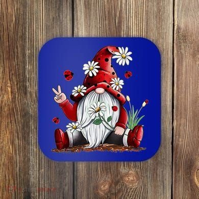 Floral Gnome Daisy Ladybugs Hippie Gnome Love Gift Coaster