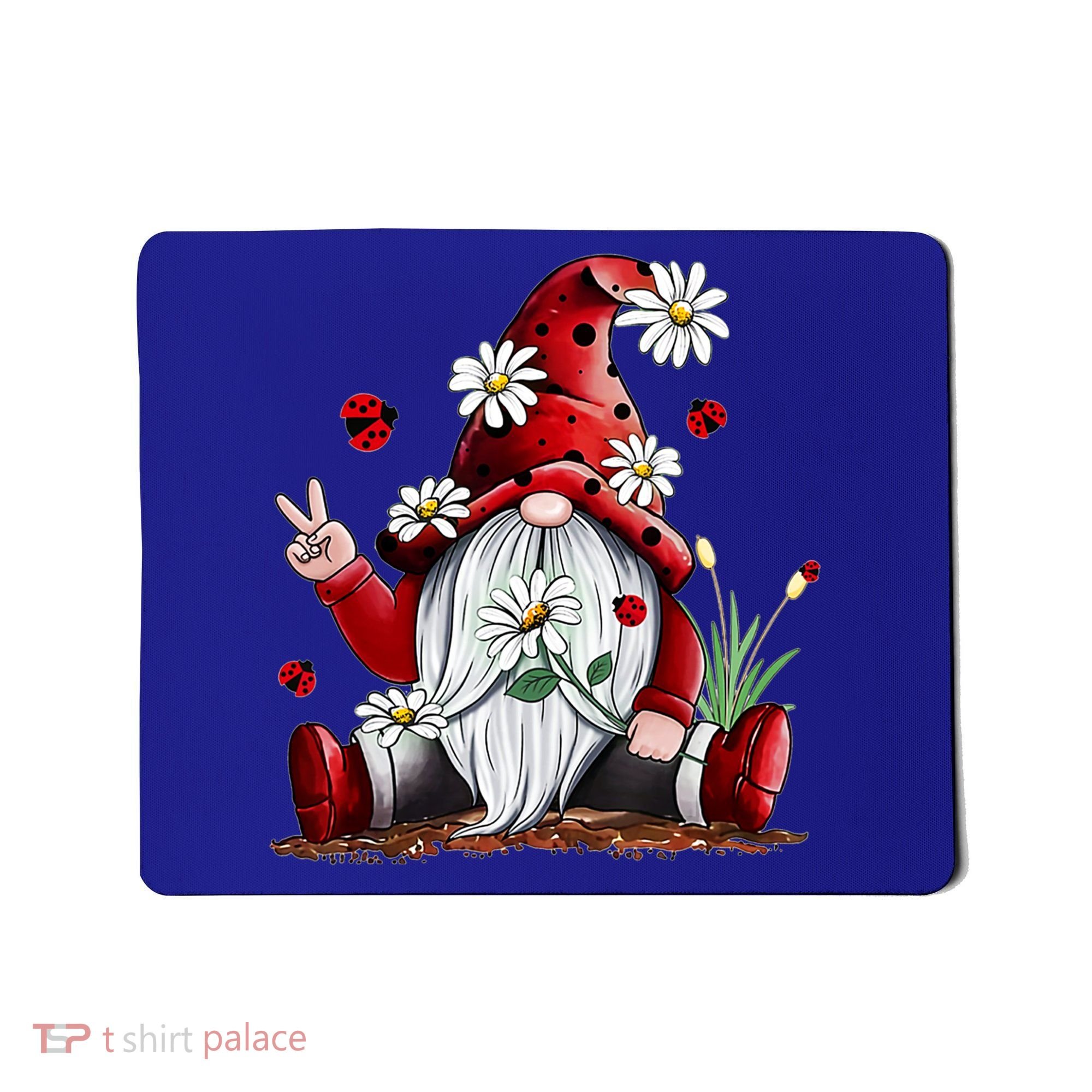 Floral Gnome Daisy Ladybugs Hippie Gnome Love Gift Mousepad