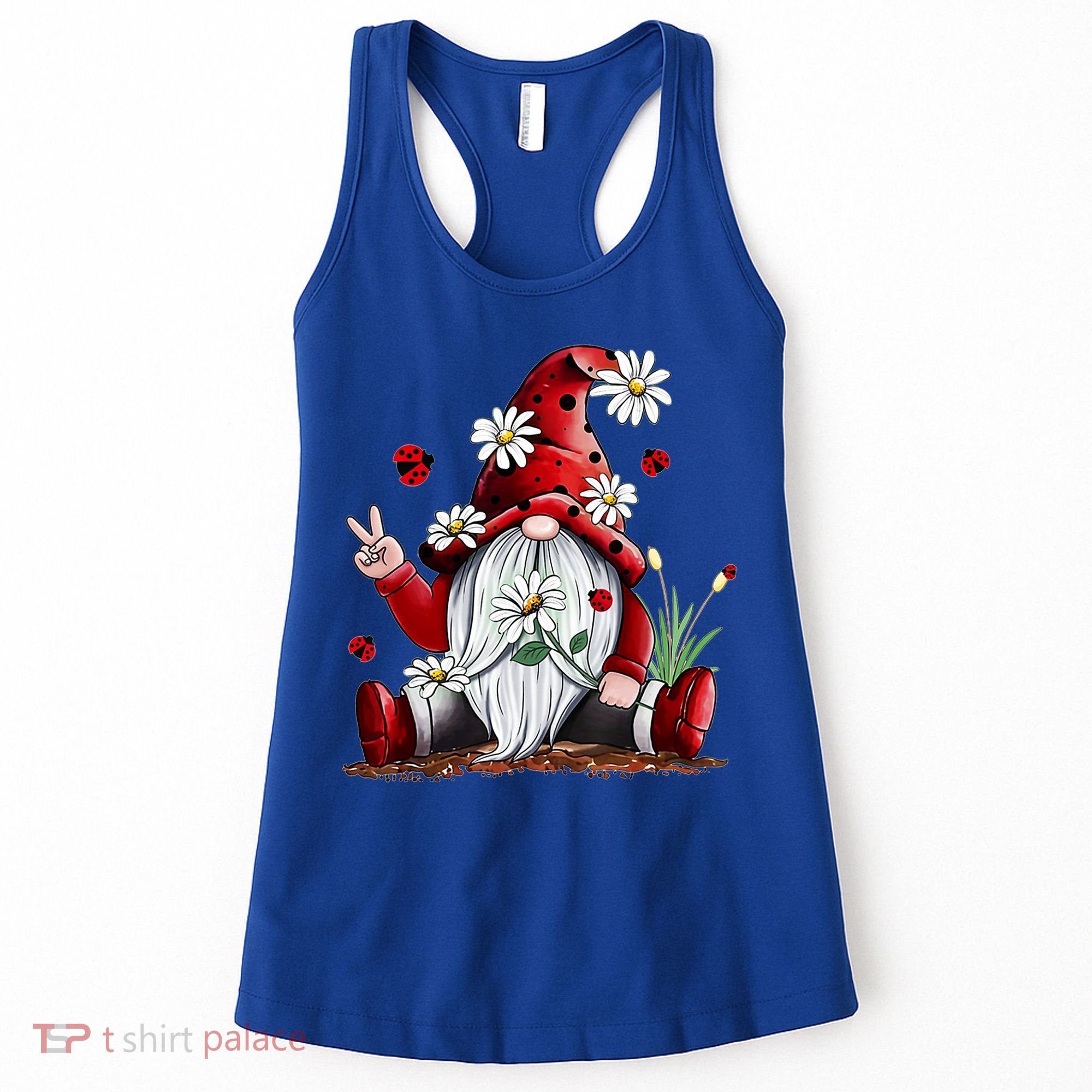 Floral Gnome Daisy Ladybugs Hippie Gnome Love Gift Women's Tank Top