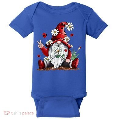 Floral Gnome Daisy Ladybugs Hippie Gnome Love Gift Baby Bodysuit