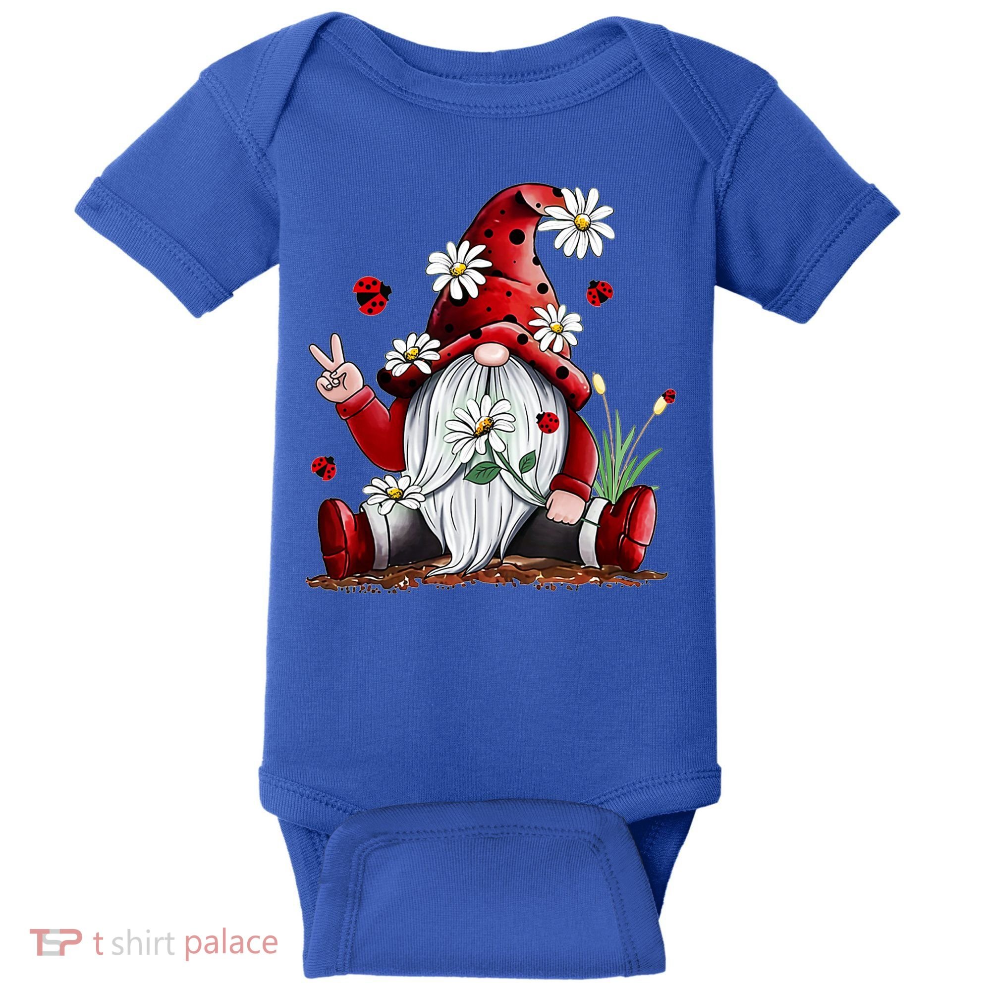 Floral Gnome Daisy Ladybugs Hippie Gnome Love Gift Baby Bodysuit