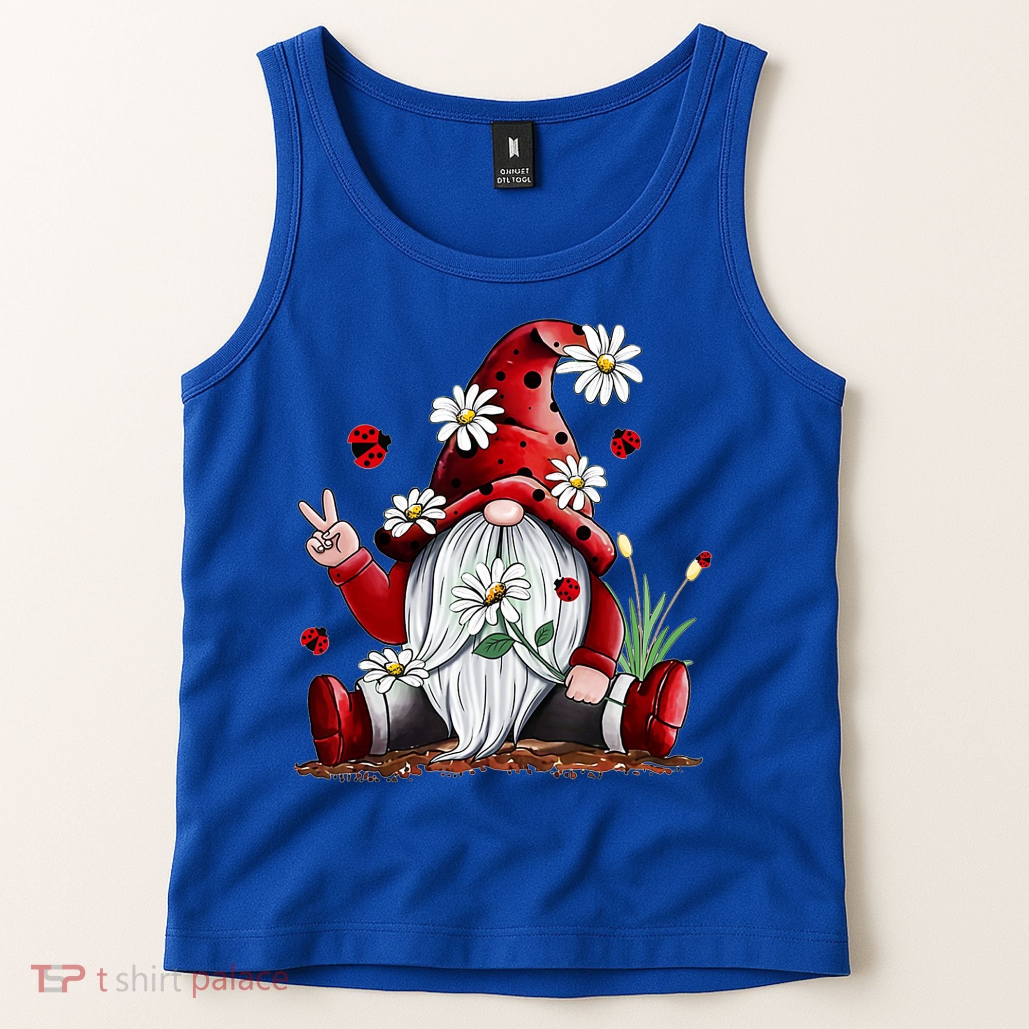 Floral Gnome Daisy Ladybugs Hippie Gnome Love Gift Tank Top