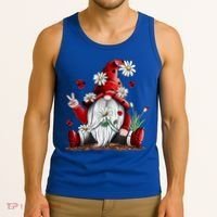 Floral Gnome Daisy Ladybugs Hippie Gnome Love Gift Tank Top thumb 3