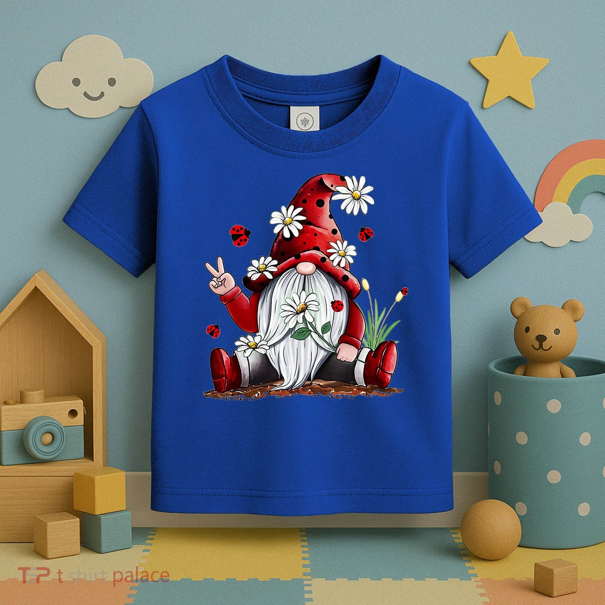 Floral Gnome Daisy Ladybugs Hippie Gnome Love Gift Toddler T-Shirt