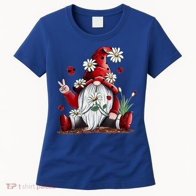 Floral Gnome Daisy Ladybugs Hippie Gnome Love Gift Women's T-Shirt