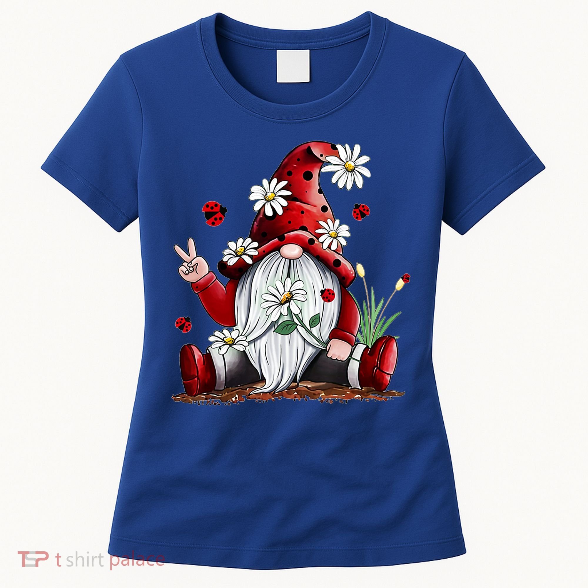 Floral Gnome Daisy Ladybugs Hippie Gnome Love Gift Women's T-Shirt