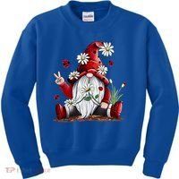 Floral Gnome Daisy Ladybugs Hippie Gnome Love Gift Kids Sweatshirt thumb 0