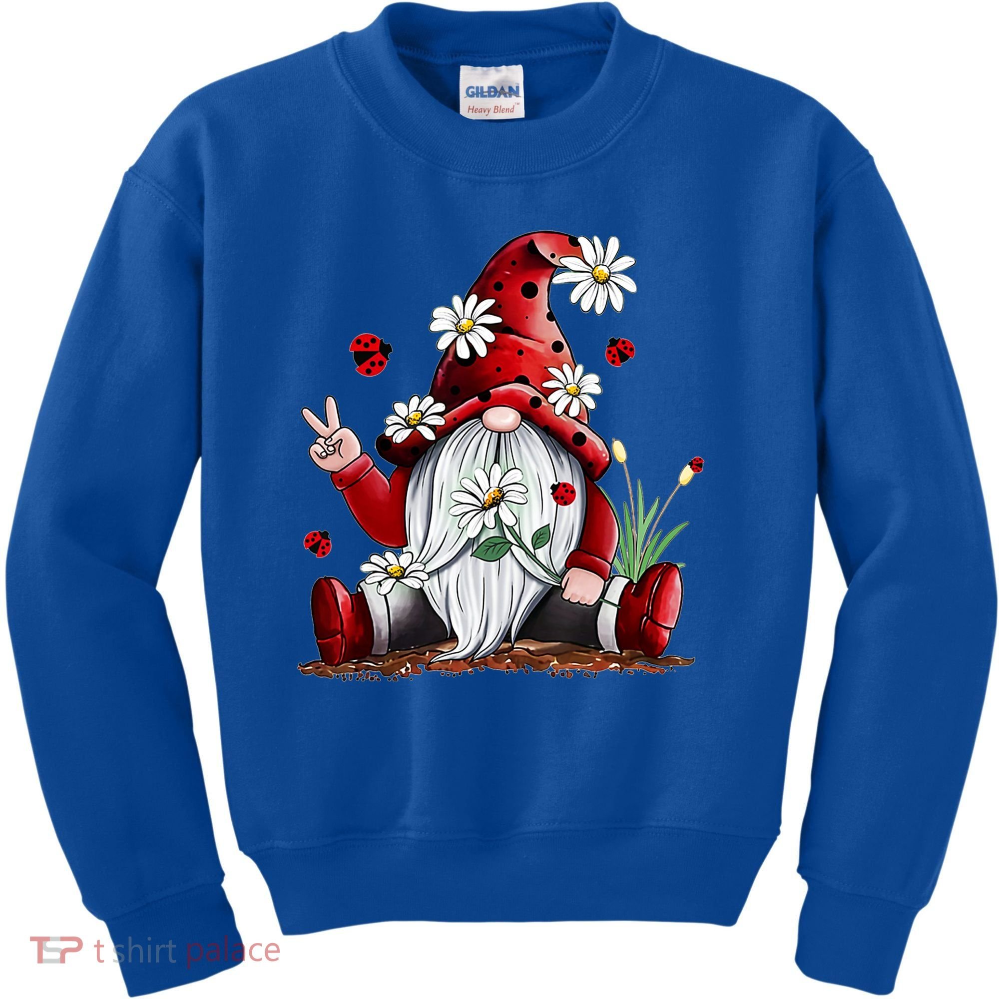 Floral Gnome Daisy Ladybugs Hippie Gnome Love Gift Kids Sweatshirt