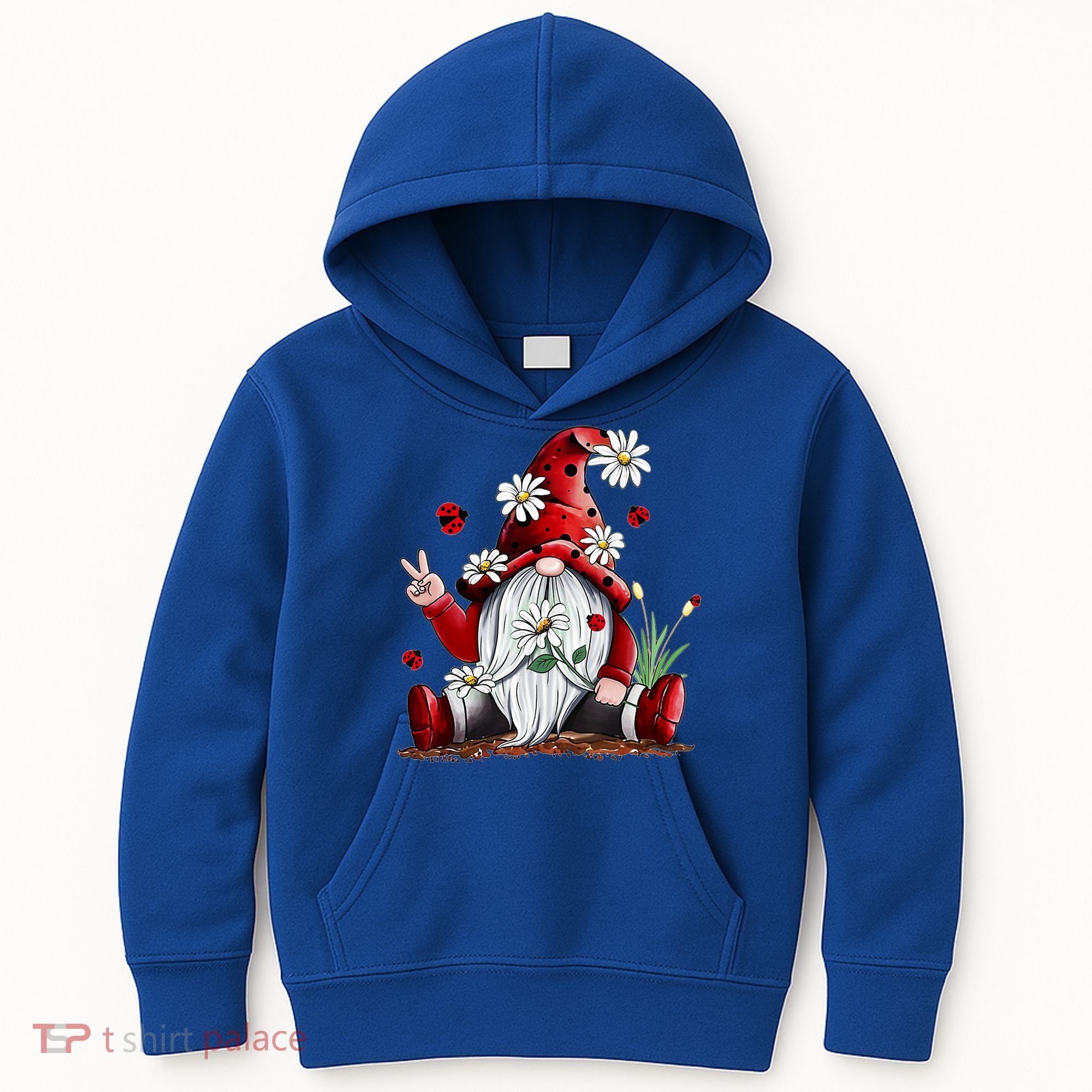 Floral Gnome Daisy Ladybugs Hippie Gnome Love Gift Kids Hoodie