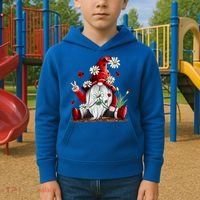 Floral Gnome Daisy Ladybugs Hippie Gnome Love Gift Kids Hoodie thumb 2