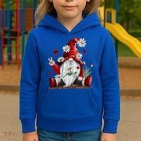 Floral Gnome Daisy Ladybugs Hippie Gnome Love Gift Kids Hoodie thumb 3