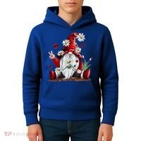 Floral Gnome Daisy Ladybugs Hippie Gnome Love Gift Kids Hoodie thumb 4