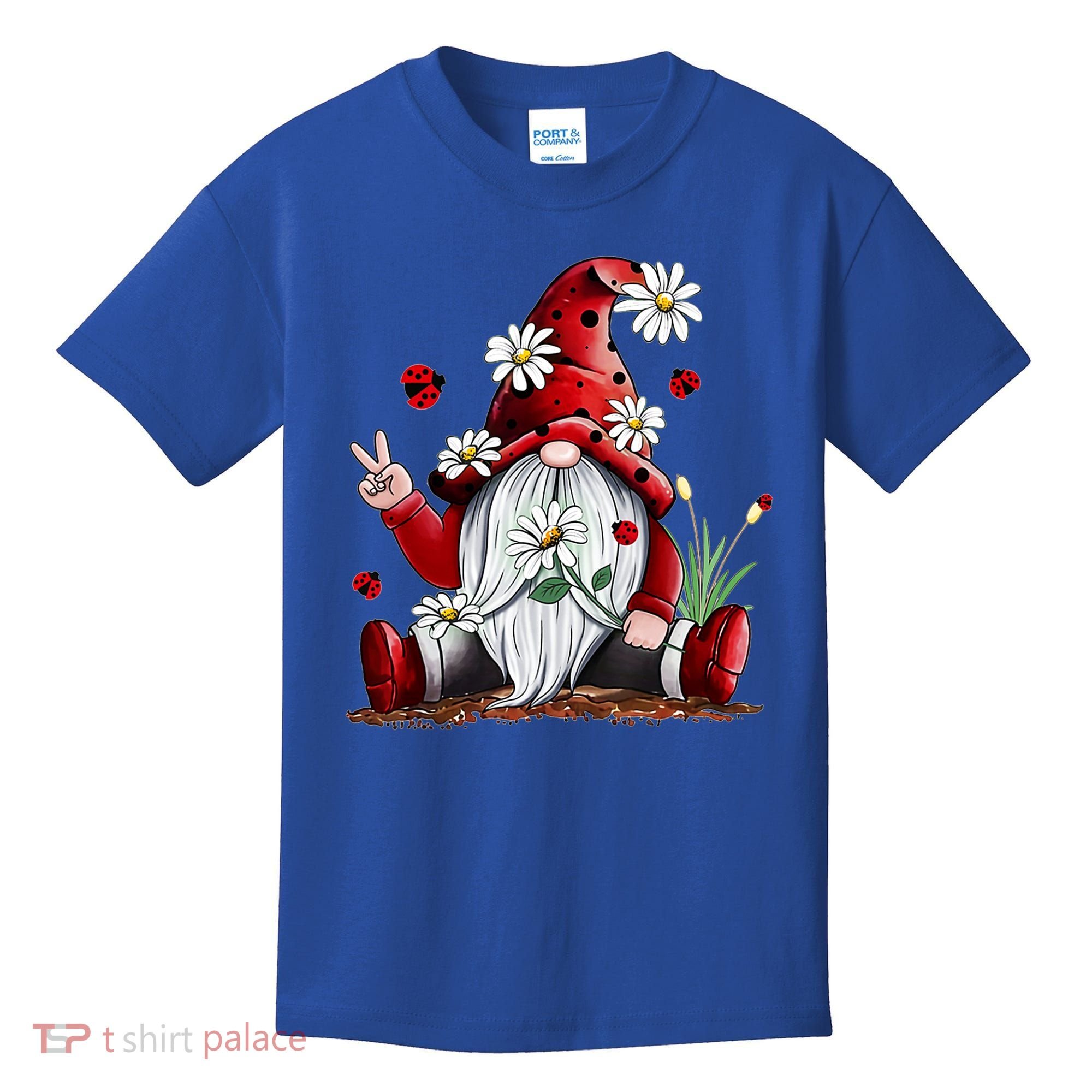 Floral Gnome Daisy Ladybugs Hippie Gnome Love Gift Kids T-Shirt