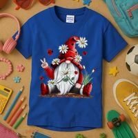 Floral Gnome Daisy Ladybugs Hippie Gnome Love Gift Kids T-Shirt thumb 3