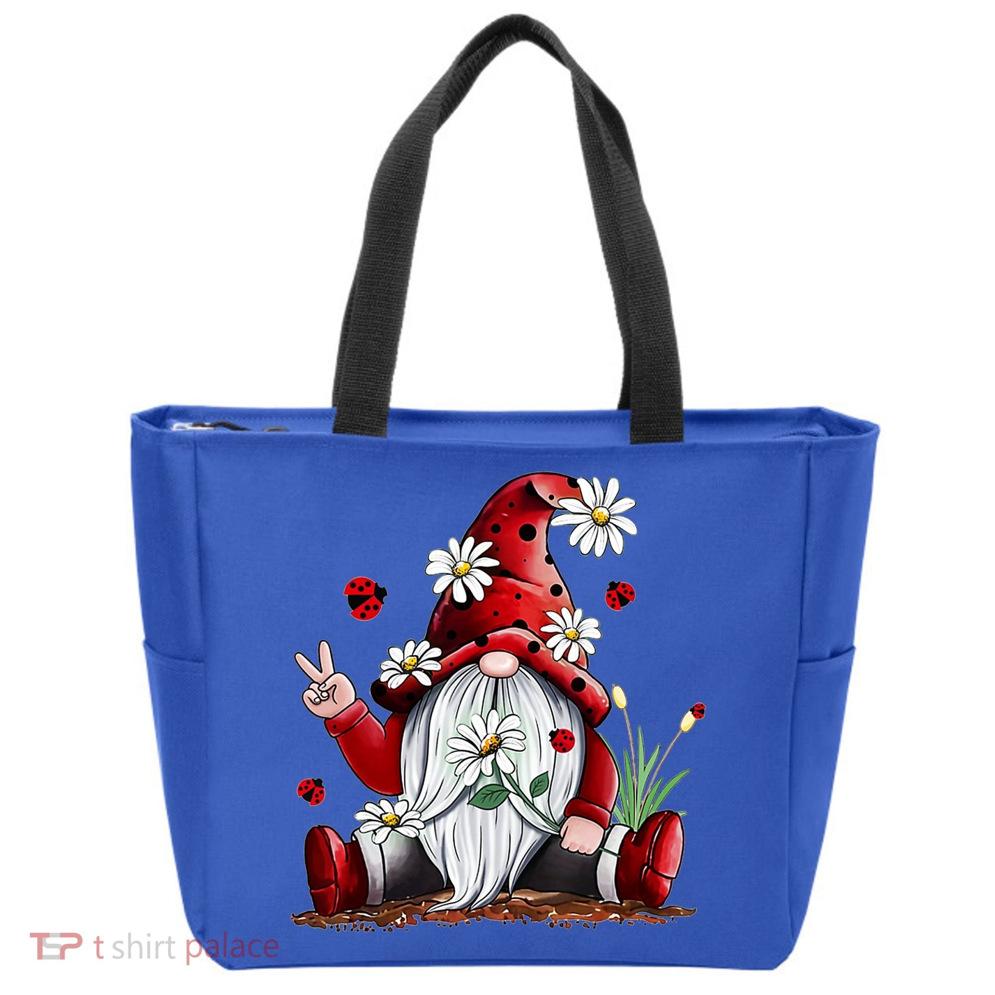 Floral Gnome Daisy Ladybugs Hippie Gnome Love Gift Tote Bag