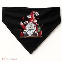 Floral Gnome Daisy Ladybugs Hippie Gnome Love USA-Made Doggie Bandana thumb 0