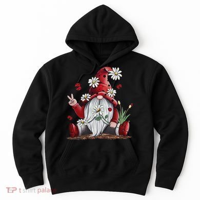 Floral Gnome Daisy Ladybugs Hippie Gnome Love Hoodie
