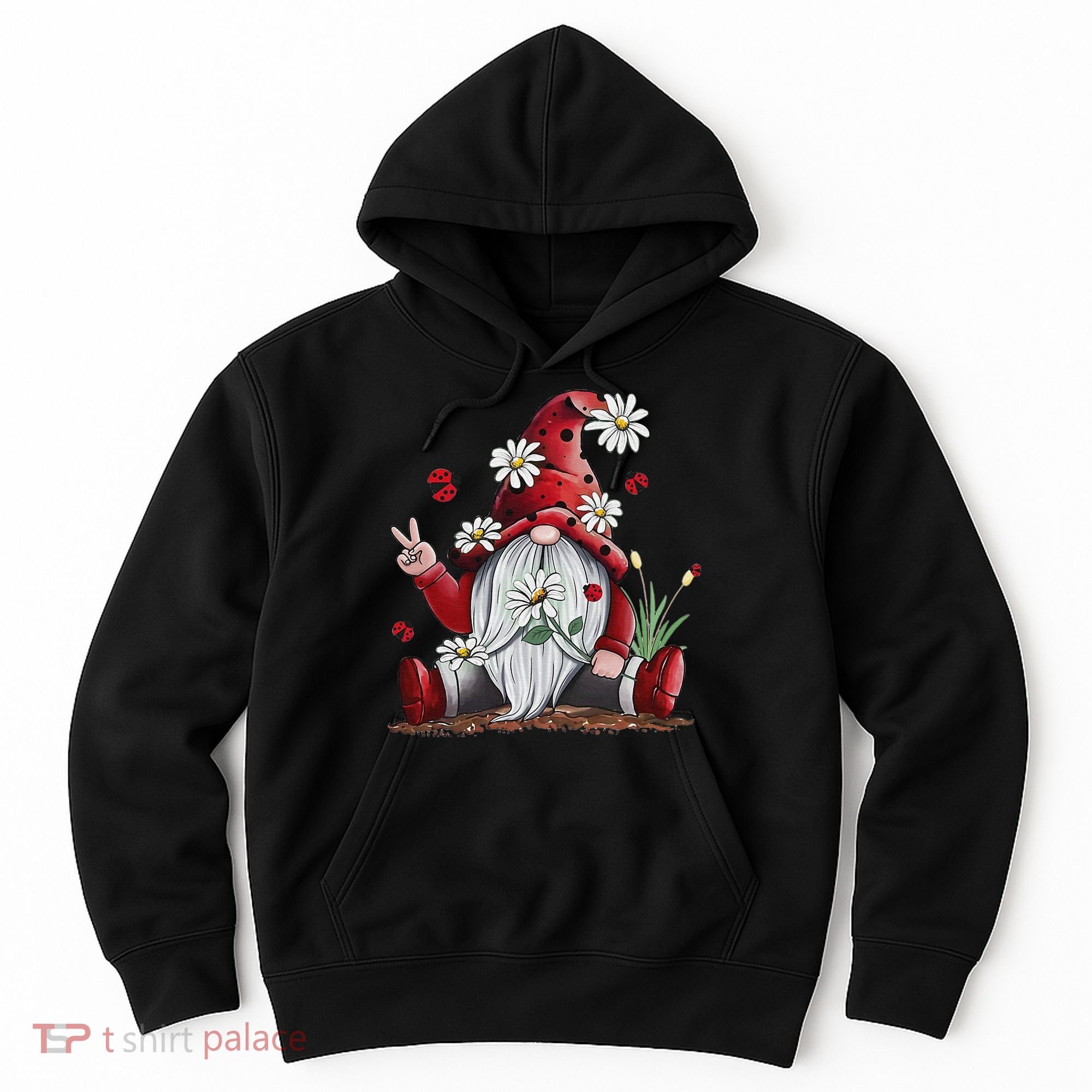 Floral Gnome Daisy Ladybugs Hippie Gnome Love Hoodie